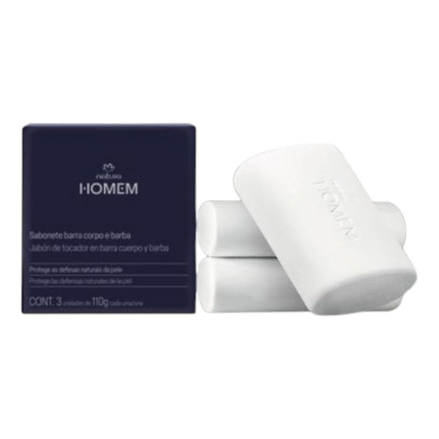 Natura Jabon Tocador En Barra Para Cuerpo Y Barba Homem 3 unidades de 110gr c/u