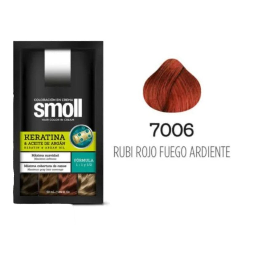 Smoll Tinte Para Cabello Tono Rubio Rojo Fuego Ardiente 7006