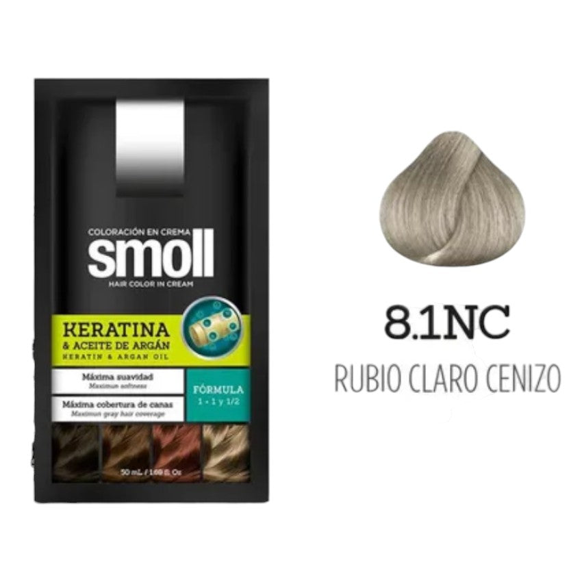 Smoll Tinte Para Cabello Tono Rubio Claro Cenizo 8.1Nc