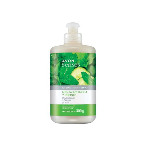 Avon Senses Crema Para Peinar Menta Acuatica Y Pepino 300g