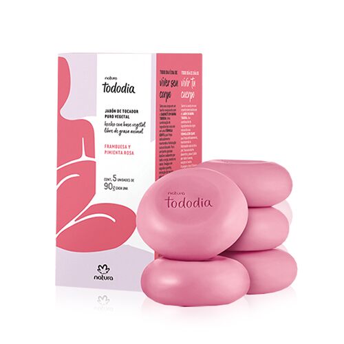 Natura Tododia Jabones En Barra Frambuesa Y Pimienta Rosa 5 Unidades De 90g