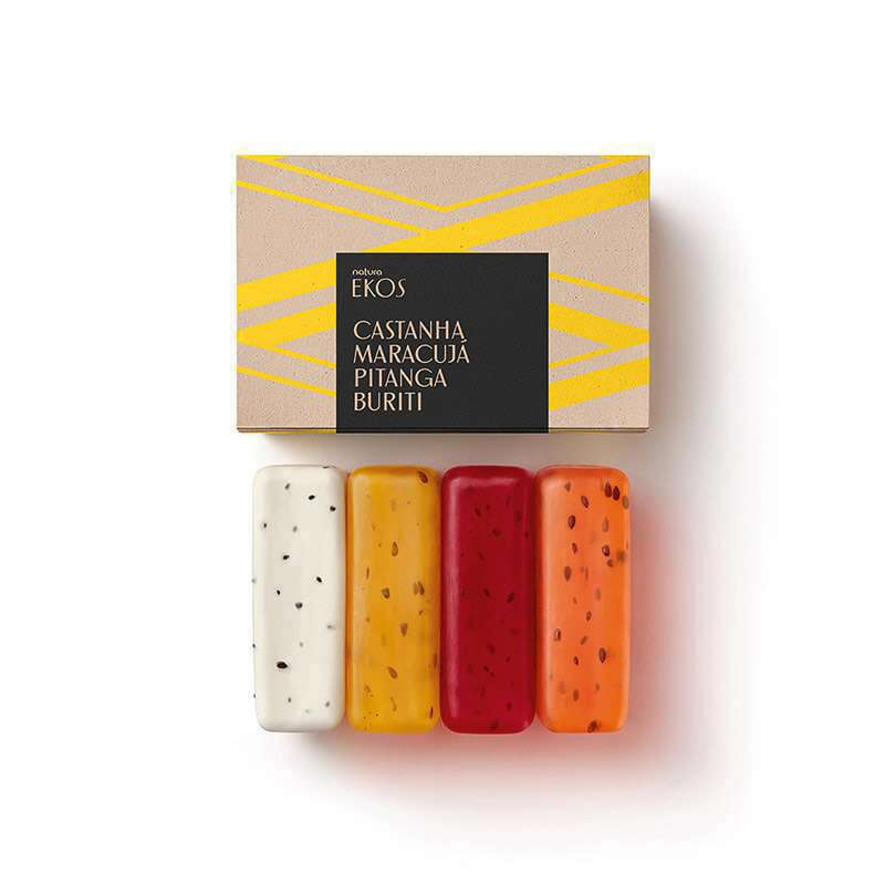 Natura Ekos Jabones En Barra Exfoliantes Castaña Maracuya Pitanga Y Buriti Caja Con 4 Unidades De 100 G C/U