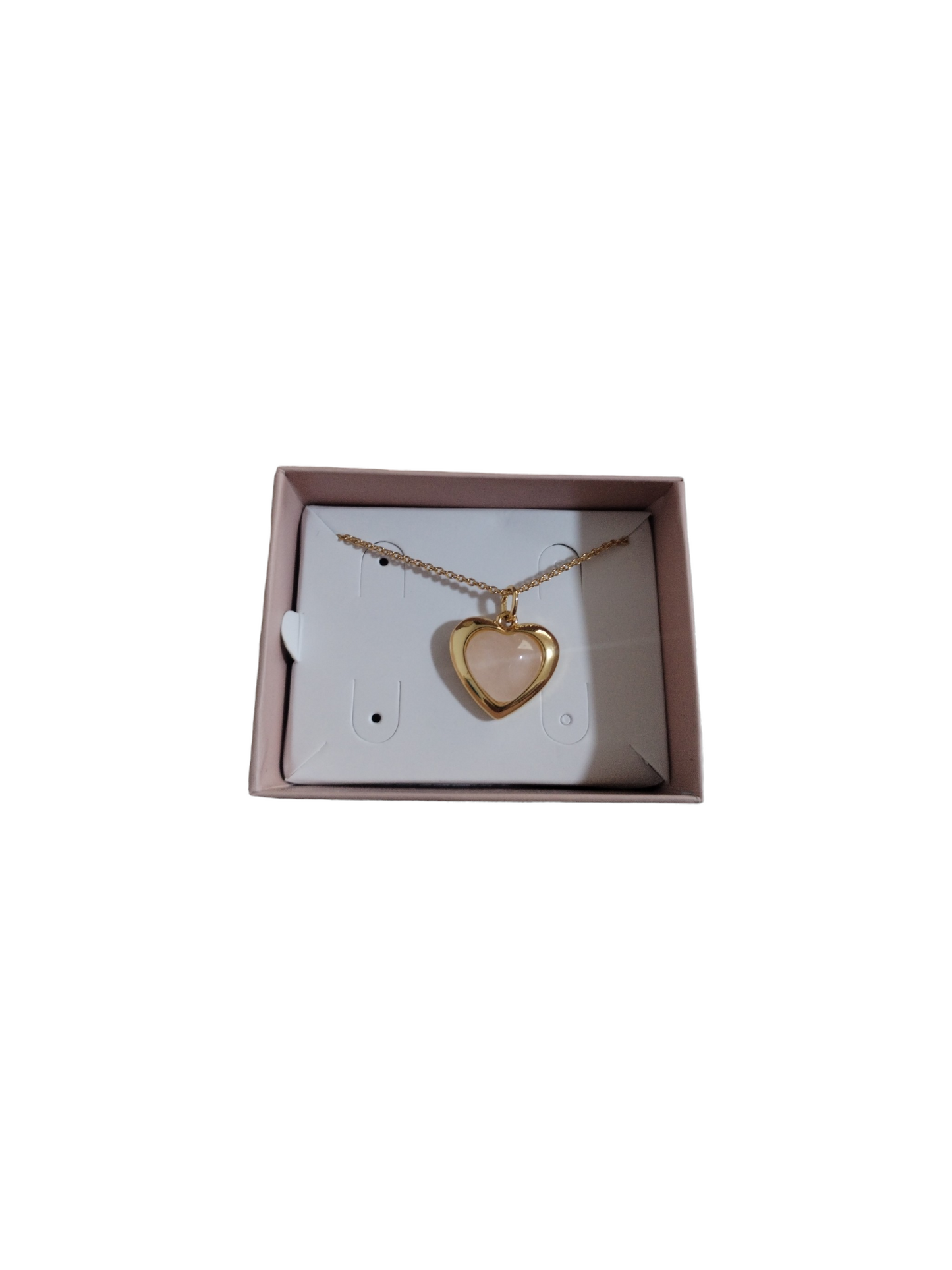 Collar Aura Con Cuarzo Rosa Corazon