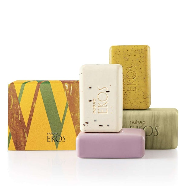 Natura Jabones Ekos Cremosos Y Exfoliantes Maracuya, Andiroba, Acaí, Castaña 4 unidades de 100 G