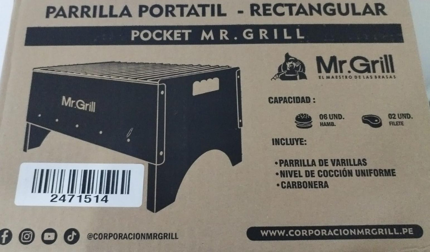 Mr Grill Parrilla Portatil Rectangular