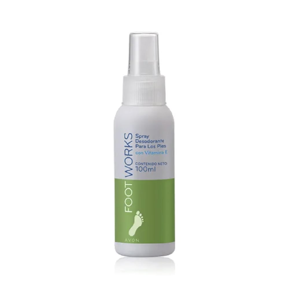 Avon Foot Works Spray Desodorante Para Los Pies Con Vitamina E 100 Ml