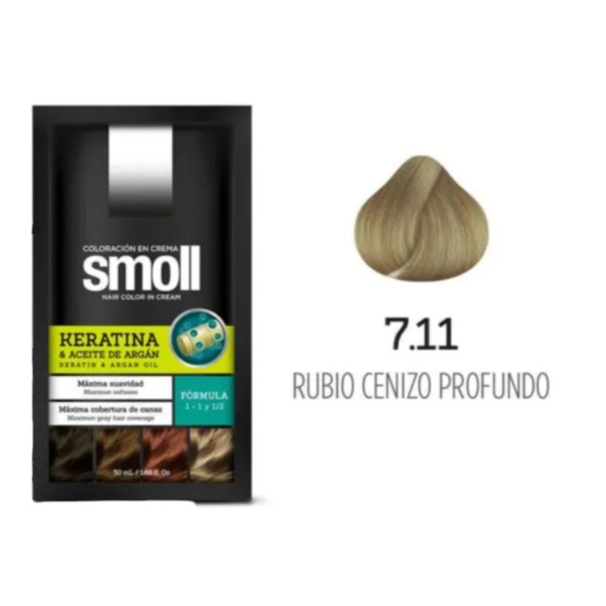 Smoll Tinte Para Cabello Tono Rubio Cenizo Profundo 7.11