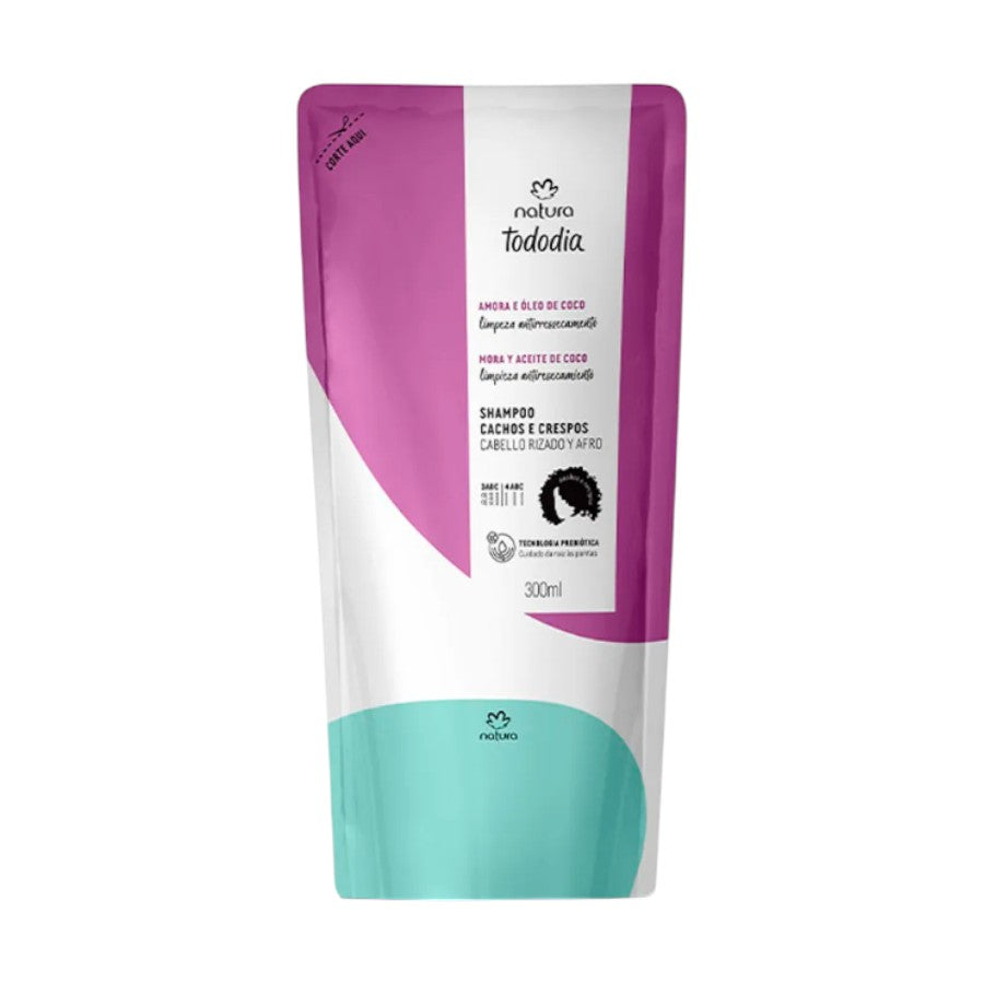 Natura Tododia Shampoo Cabello Rizado Mora Y Aceite De Coco 300ml Repuesto