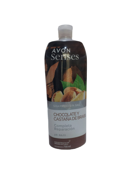 Avon Senses Shampoo Sin Sal Chocolate Y Castana De Brasil 750ml