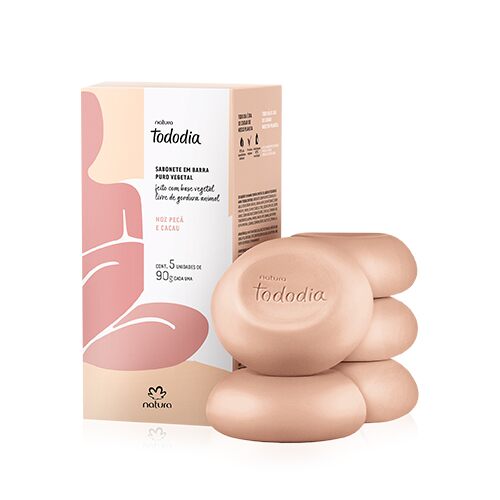 Natura Tododia Jabones En Barra Nuez Pecan Y Cacao 5 Unidades De 90g