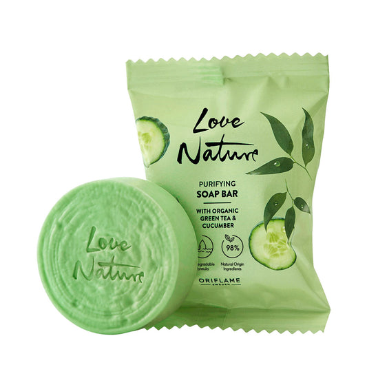 Oriflame Love Nature Jabon En Barra Purificante Con Te Verde Y Pepino Orgánicos 75g